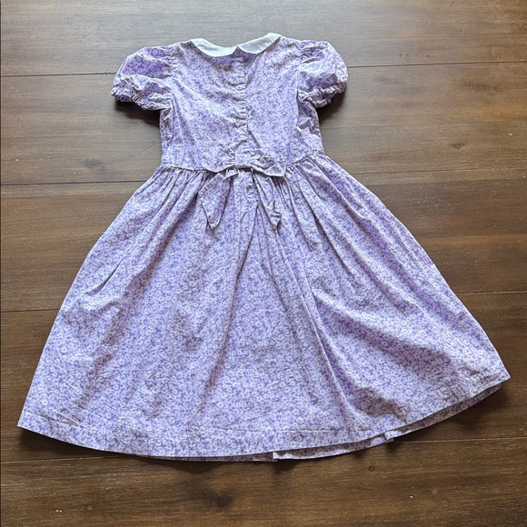 Sz 10 Janie and Jack lavender lined cotton floral smocked puff sleeve dress - Picture 7 of 11